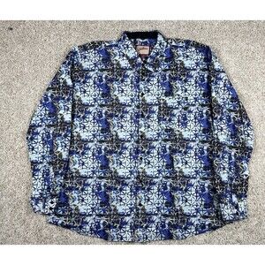 Joe Browns Y2K Abstract Shirt Blue Retro Loud Streetwear Festival 2XL